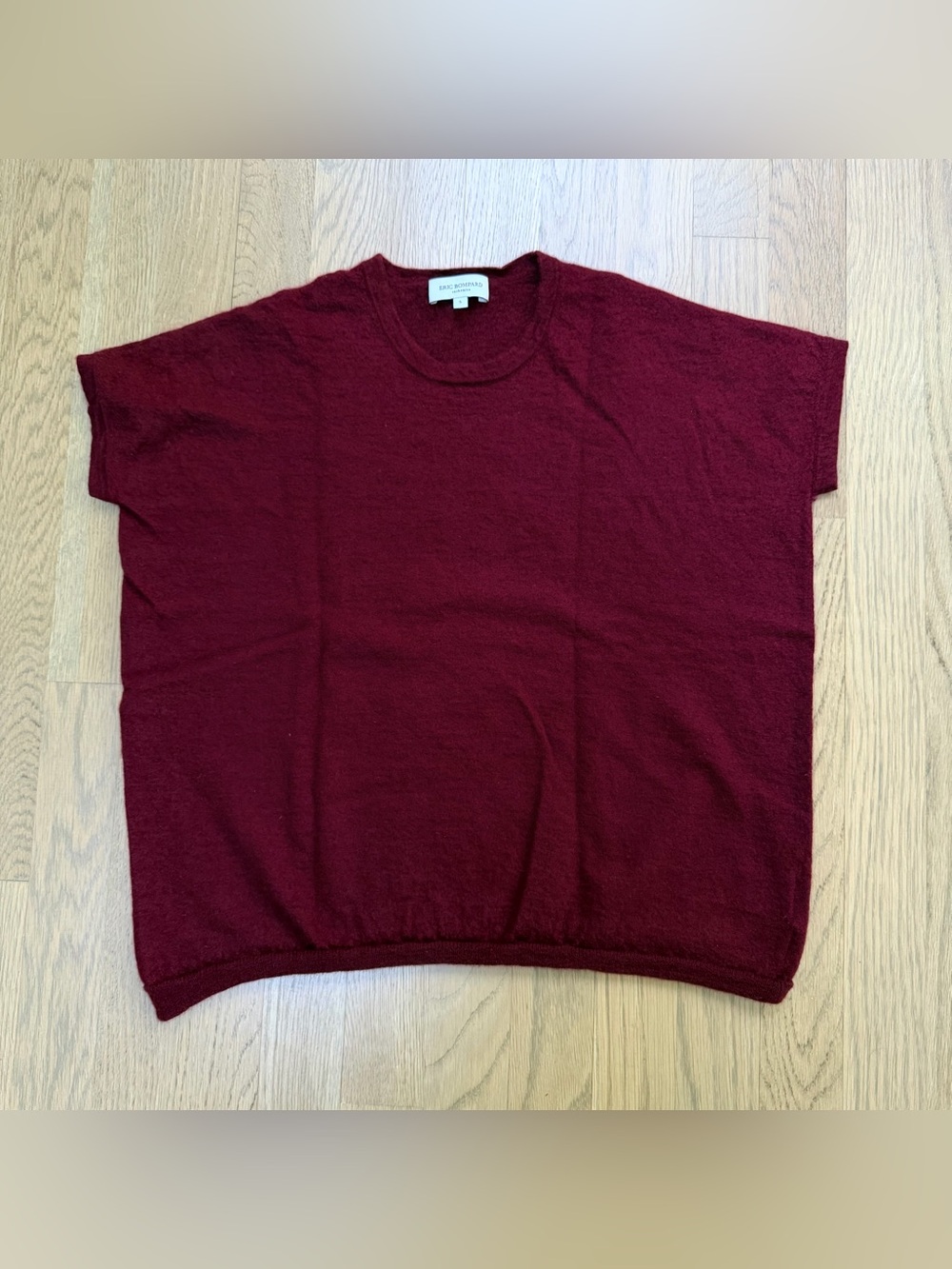 Eric Bombard Women's Crew Neck Burgundy Cashmere Sweater Top Crop Quite Luxury S